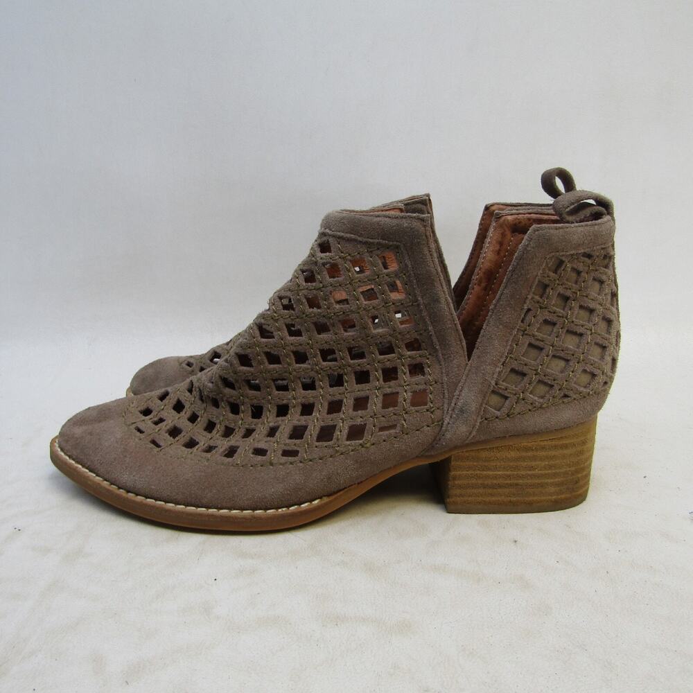 Jeffrey Campbell Womens Sz 8.5 M Brown Suede Diamond Pattern Ankle Boots Bootie